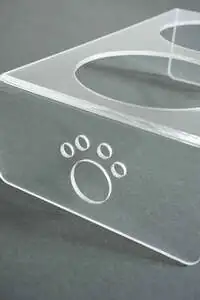 Herniks Pati Desenli Şeffaf Pleksi Ve Seramik İkili Mama Kabı 30x15 Cm - Şeffaf - 6