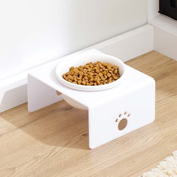 Herniks Pati Desenli Şeffaf Pleksi Ve Seramik Tekli Mama Kabı 17x15 Cm - Beyaz - 1