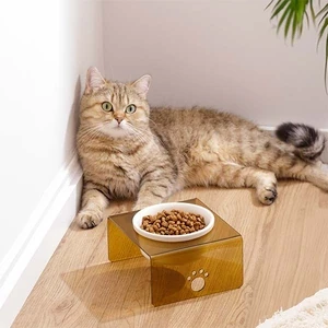 Herniks Pati Desenli Şeffaf Pleksi Ve Seramik Tekli Mama Kabı 17x15 Cm - Kahverengi - 2