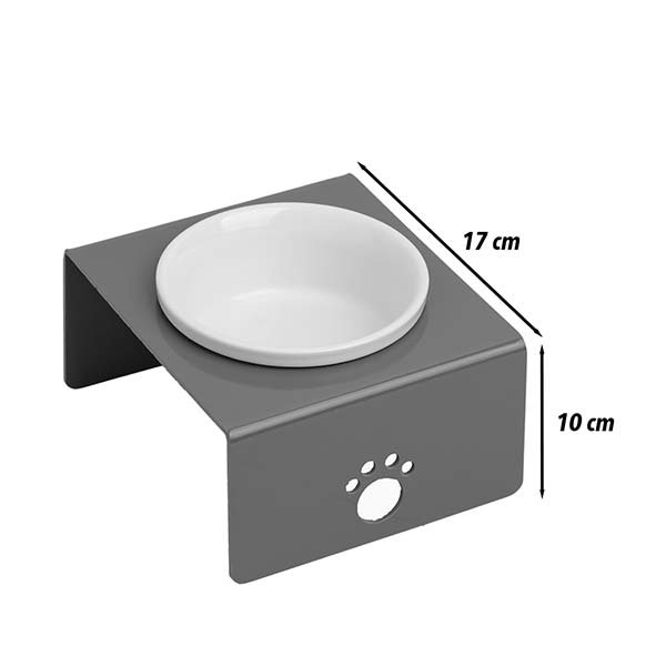 Herniks Pati Desenli Şeffaf Pleksi Ve Seramik Tekli Mama Kabı 17x15 Cm - Gri - 2