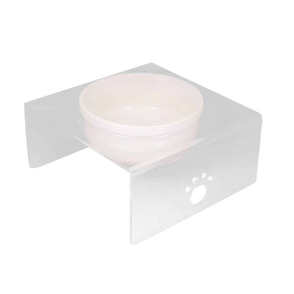 Herniks Pati Desenli Şeffaf Pleksi Ve Seramik Tekli Mama Kabı 17x15 Cm - Şeffaf - 1