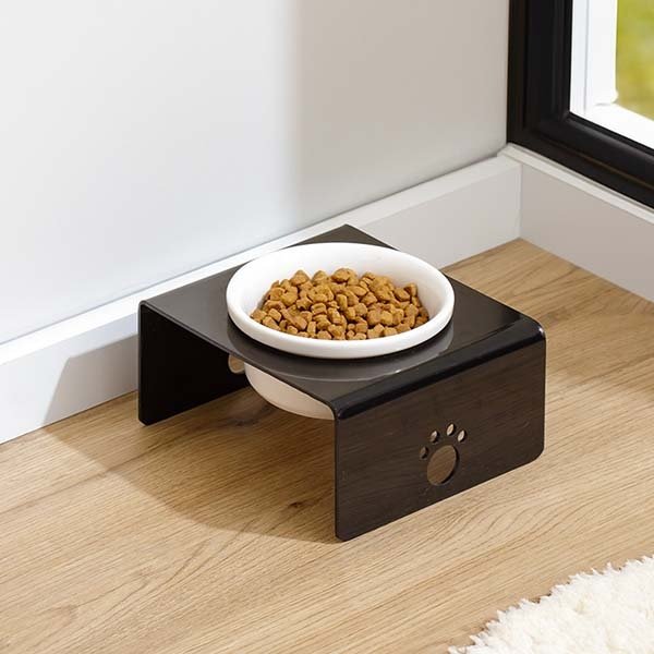 Herniks Pati Desenli Şeffaf Pleksi Ve Seramik Tekli Mama Kabı 17x15 Cm - Siyah - 1