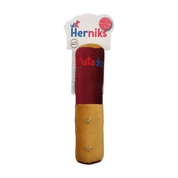 Herniks Sesli Kumaş Nakışlı Köpek Oyuncağı - Rull 25 cm Bordo - 1