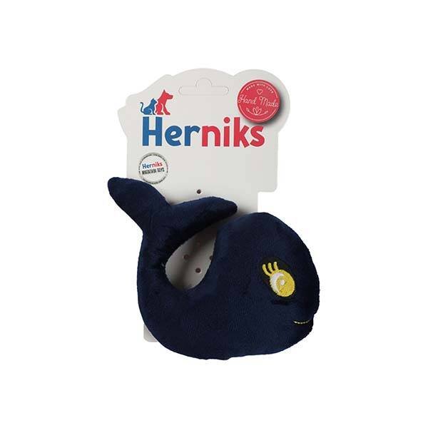 Herniks Sesli Kumaş Nakışlı Köpek Oyuncağı - Whali 15cm Lacivert - 1
