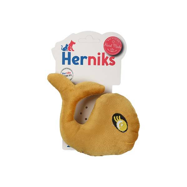 Herniks Sesli Kumaş Nakışlı Köpek Oyuncağı - Whali 15cm Sarı - 1