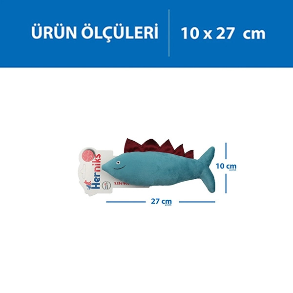 Herniks Sesli Kumaş Peluş Köpek Oyuncağı - Spino 27cm Turkuaz - 1