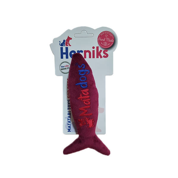 Herniks Sesli Peluş Kumaş Köpek Oyuncağı - Fishy 17cm Bordo - 1