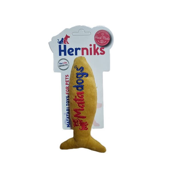Herniks Sesli Peluş Kumaş Köpek Oyuncağı - Fishy 17cm Sarı - 1