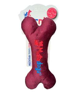 Herniks Sesli Peluş Nakışlı Köpek Oyuncağı - Bone 21cm Bordo