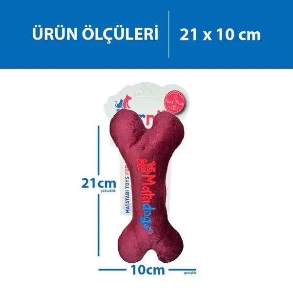 Herniks Sesli Peluş Nakışlı Köpek Oyuncağı - Bone 21cm Bordo - 2