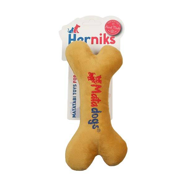 Herniks Sesli Peluş Nakışlı Köpek Oyuncağı - Mini Bone 18cm Sarı - 1