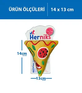 Herniks Sesli Peluş Nakışlı Köpek Oyuncağı - Pizza 14cm Sarı - 2
