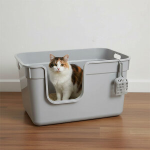 Herniks Tanos Yarı Açık Kedi Tuvaleti 54x40x32 - Açık Gri - 3