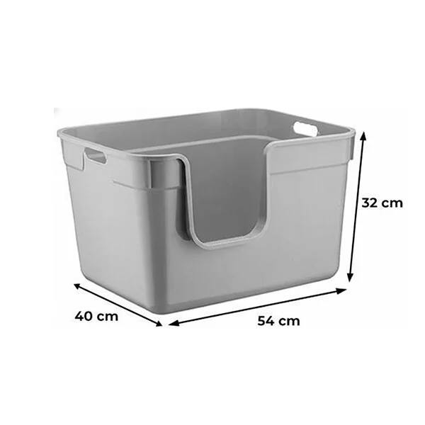 Herniks Tanos Yarı Açık Kedi Tuvaleti 54x40x32 - Açık Gri - 2