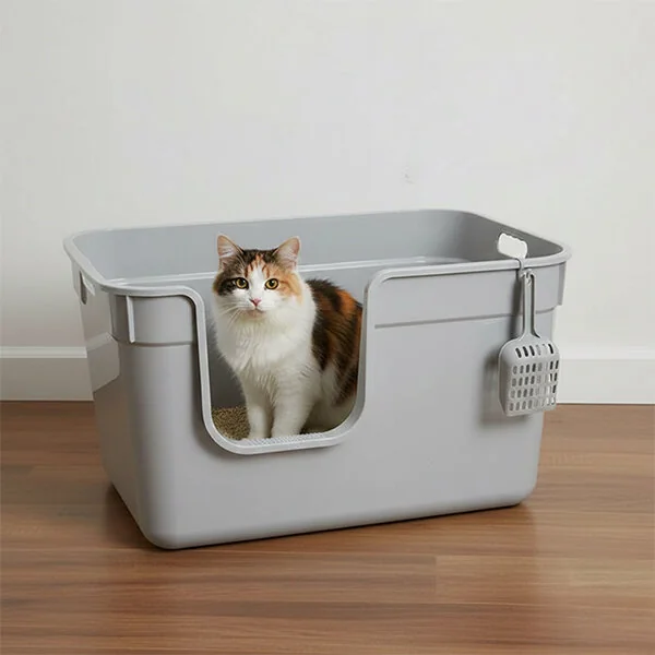 Herniks Tanos Yarı Açık Kedi Tuvaleti 54x40x32 - Açık Gri - 3