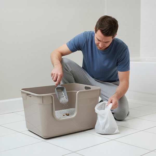 Herniks Tanos Yarı Açık Kedi Tuvaleti 54x40x32 - Bej - 4