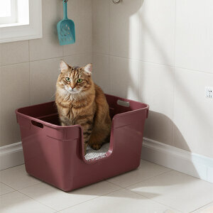 Herniks Tanos Yarı Açık Kedi Tuvaleti 54x40x32 - Bordo - 2