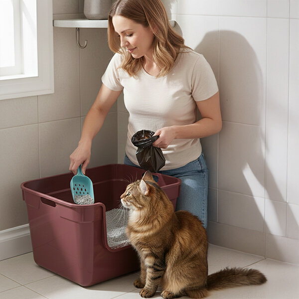 Herniks Tanos Yarı Açık Kedi Tuvaleti 54x40x32 - Bordo - 4