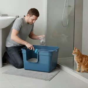 Herniks Tanos Yarı Açık Kedi Tuvaleti 54x40x32 - Mavi - 4