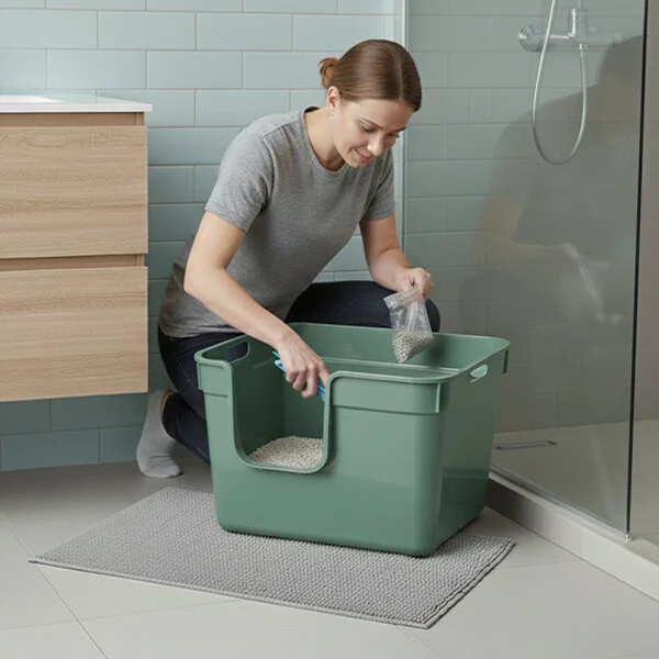 Herniks Tanos Yarı Açık Kedi Tuvaleti 54x40x32 - Yeşil - 4