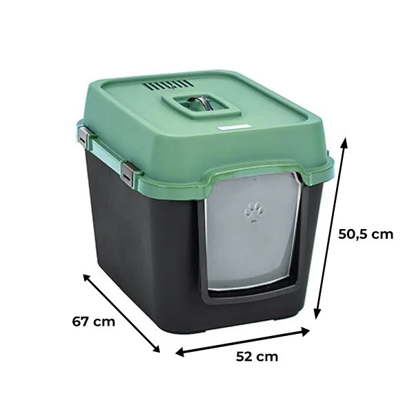 Herniks Versus XL Kapalı Kedi Tuvaleti 67x52cm - Yeşil - 3