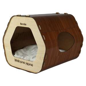 Herniks Yastıklı Ahşap Lüks Kedi Evi Altıgen - HR3029