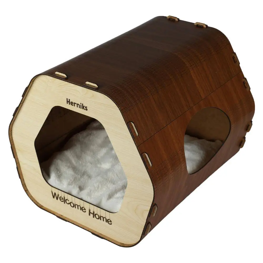 Herniks Yastıklı Ahşap Lüks Kedi Evi Altıgen - HR3029 - 6