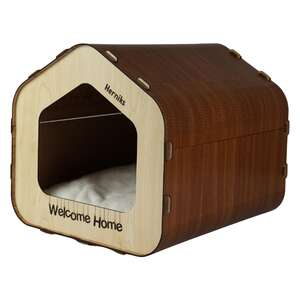 Herniks Yastıklı Ahşap Lüks Kedi Evi Beşgen - HR3028 - 5