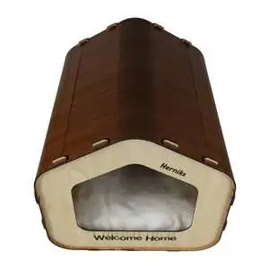 Herniks Yastıklı Ahşap Lüks Kedi Evi Beşgen - HR3028 - 4