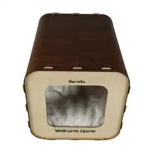 Herniks Yastıklı Ahşap Lüks Kedi Evi Dörtgen - HR3027 - 4