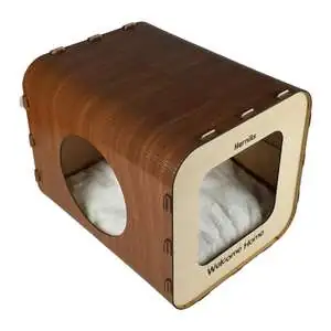 Herniks Yastıklı Ahşap Lüks Kedi Evi Dörtgen - HR3027 - 6