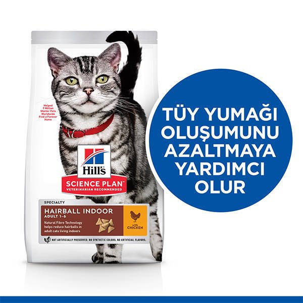 Hill's Science Plan Hairball Tüy Yumağı Önleyici Tavuklu Yetişkin Kedi Maması 1.5 kg - 3