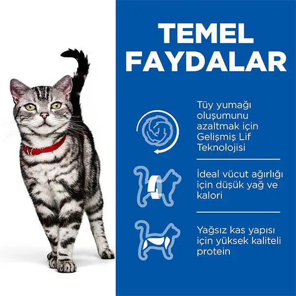 Hill's Science Plan Hairball Tüy Yumağı Önleyici Tavuklu Yetişkin Kedi Maması 1.5 kg - 6