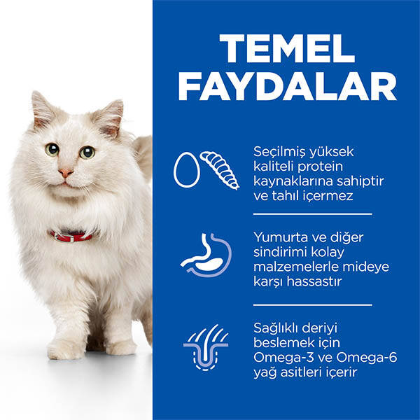 Hill's Science Plan Hipoalerjenik Yumurta ve Böcek Proteinli Tahılsız Yetişkin Kedi Maması 1.5 kg - 3