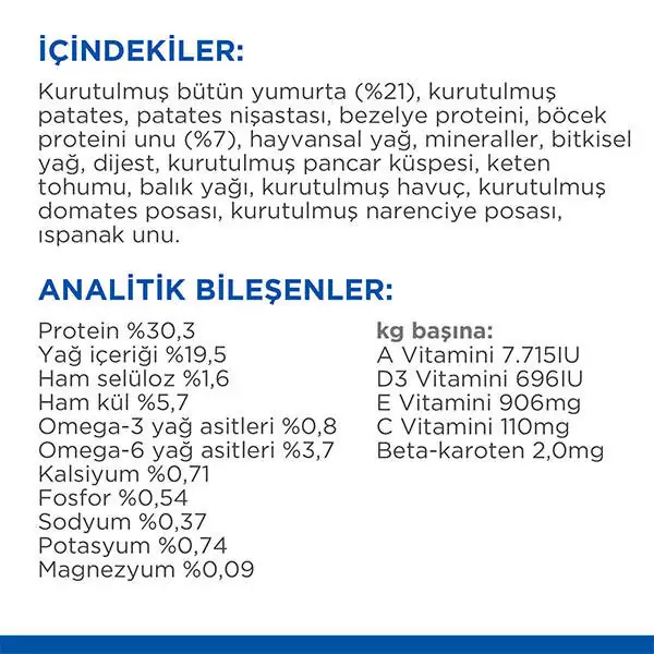 Hill's Science Plan Hipoalerjenik Yumurta ve Böcek Proteinli Tahılsız Yetişkin Kedi Maması 7kg - 4
