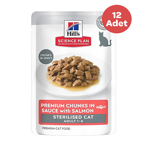 Hill's Science Plan Somonlu Kısırlaştırılmış Kedi Yaş Maması 85 g (12 Adet) - 1