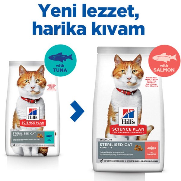 Hill's Science Plan Kısırlaştırılmış Somonlu Kedi Maması 1.5 Kg - 3