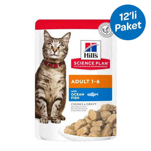 Hill's Science Plan Okyanus Balıklı Yetişkin Yaş Kedi Maması 85 gr (12 adet) - 1