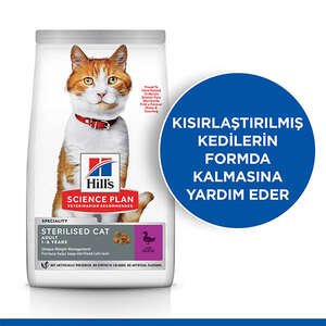 Hill's Science Plan Ördekli Kısırlaştırılmış Yetişkin Kedi Maması 3 Kg - 2