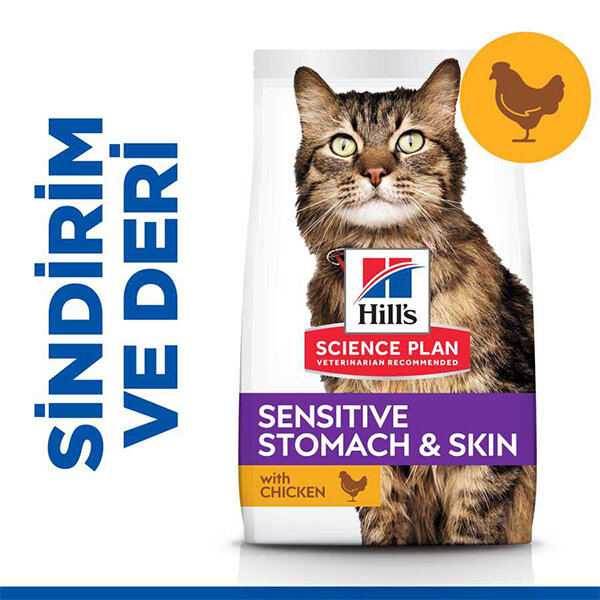 Hill's Science Plan Sensitive Mide ve Deri Hassasiyeti için Tavuklu Yetişkin Kedi Maması 1.5 kg - 1