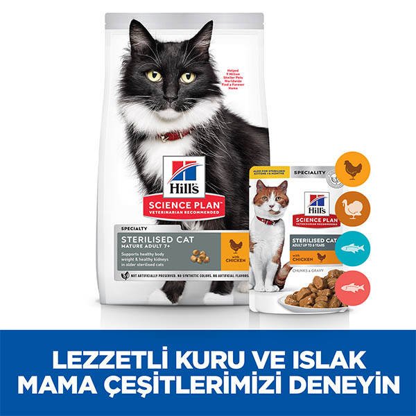 Hill's Science Plan +7 Tavuklu Kısırlaştırılmış Yaşlı Kedi Maması 1.5 kg - 8