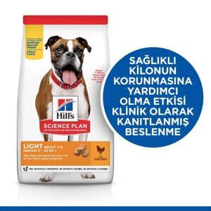 Hill's Science Plan Light Tavuklu Orta Irk Yetişkin Köpek Maması 14 kg - 2