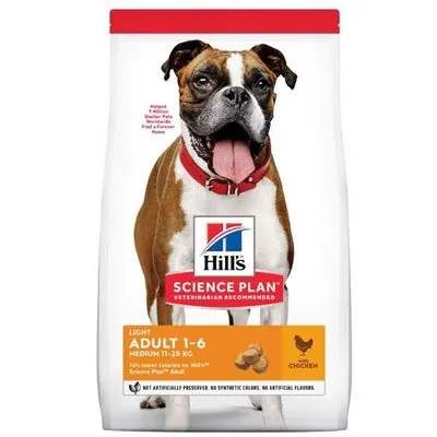 Hill's Science Plan Light Tavuklu Orta Irk Yetişkin Köpek Maması 14kg - 1