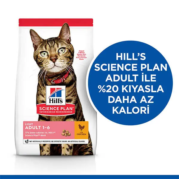 Hill's Science Plan Light Tavuklu Yetişkin Kedi Maması 3 Kg - 3