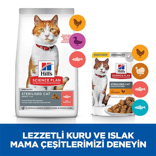 Hill's Science Plan Somonlu Kısırlaştırılmış Yetişkin Kedi Maması 13 Kg + 2kg HEDİYE! - 7