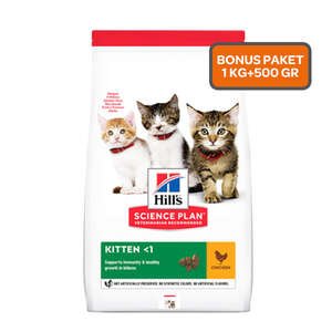 Hill's Science Plan Tavuklu Yavru Kedi Maması 1kg + 500gr HEDİYE!