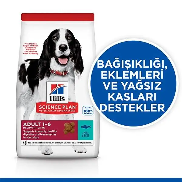 Hill's Science Plan Ton Balıklı Orta Irk Yetişkin Köpek Maması 10kg + 2kg HEDİYE! - 3