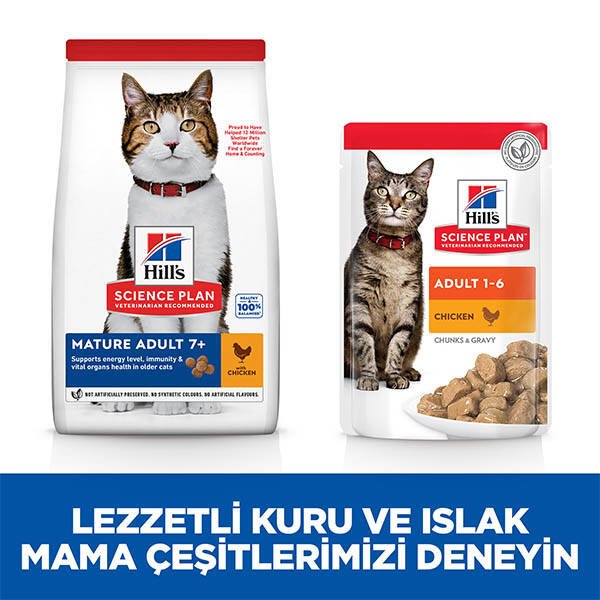 Hill's Science Plan Mature +7 Tavuklu Yaşlı Kedi Maması 1.5 kg - 7
