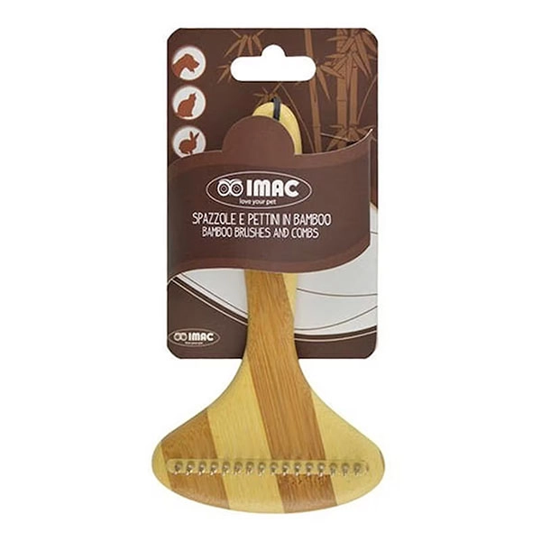 İmac 16'lı Çelik Kısa Döner Telli Bambu Kedi ve Köpek Tarağı – 17x9,7 cm - 1