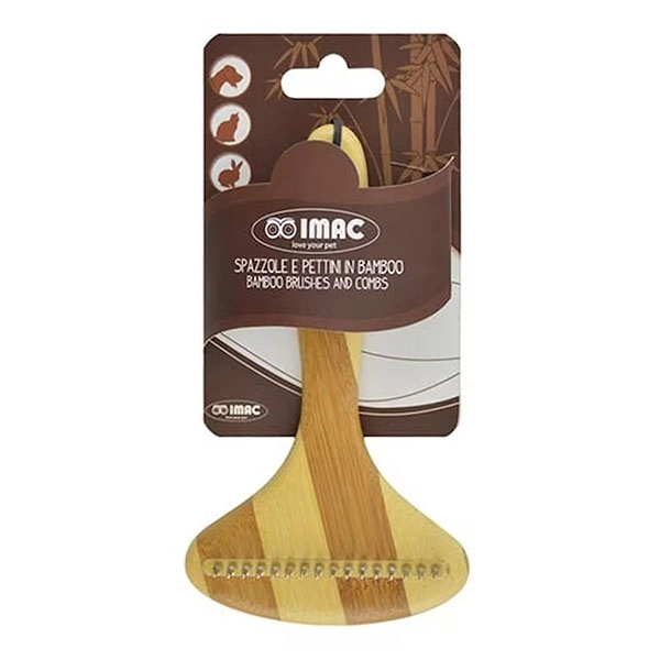 İmac 16'lı Çelik Uzun Döner Telli Bambu Kedi ve Köpek Tarağı – 17x9,7 cm - 1